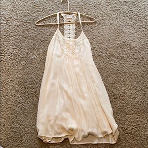 cream lace flowy dress